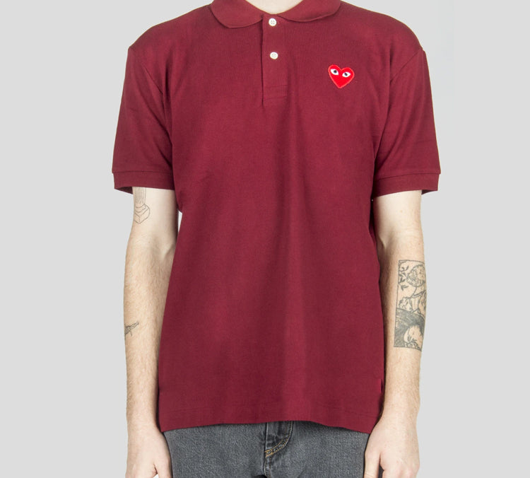 COMME des GARCONS PLAY Polo Red Emblem 'Burgundy' AZ-T006-051-3