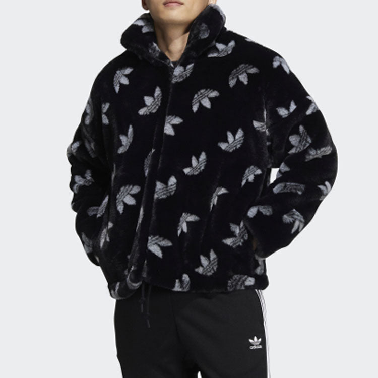 adidas originals Logo Stand Collar Sports Jacket Black HI4656
