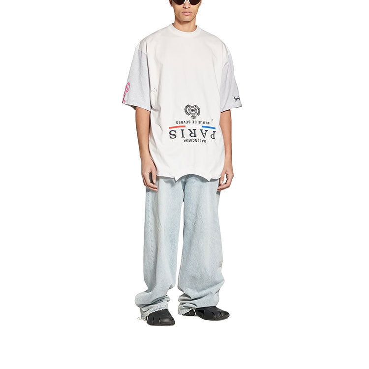 Balenciaga Paris Upside Down T-Shirt Oversized 'White' 698811TMVC9900