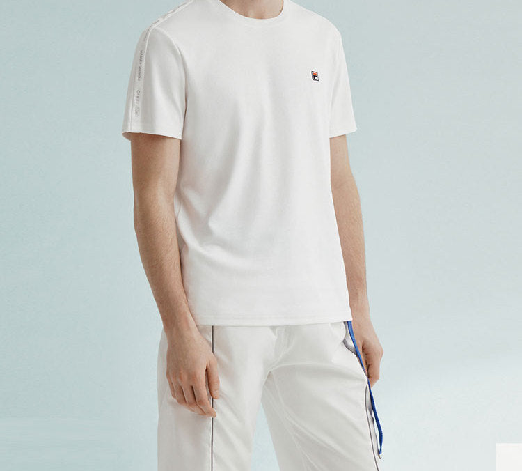 FILA Solid Color Minimalistic Logo Embroidered Short Sleeve White F11M028136F-WT