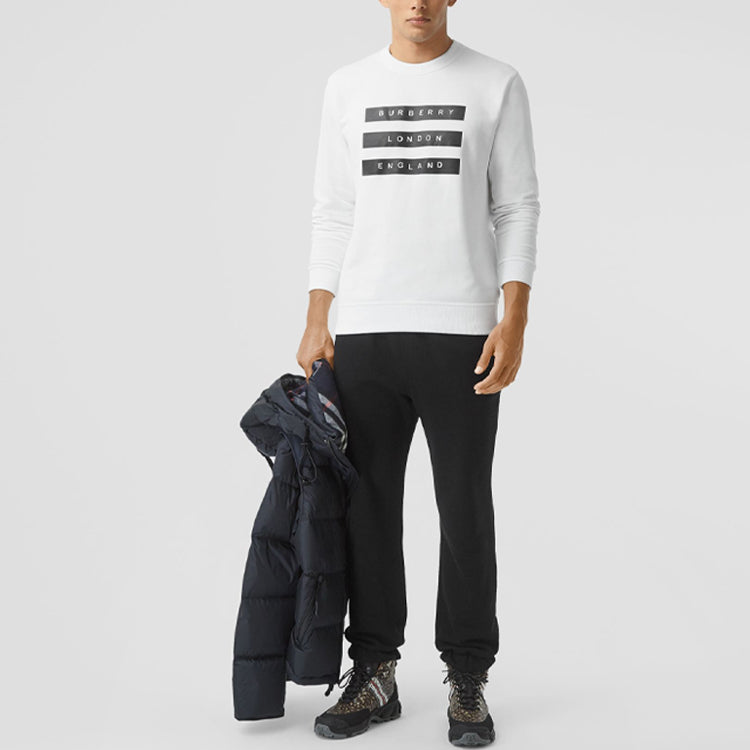 Men's Burberry Round Neck Long Sleeves White 80219711