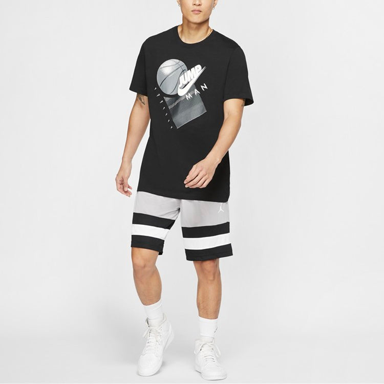 Nike Alphabet Basketball Printing Casual Short Sleeve Black CJ6289-010