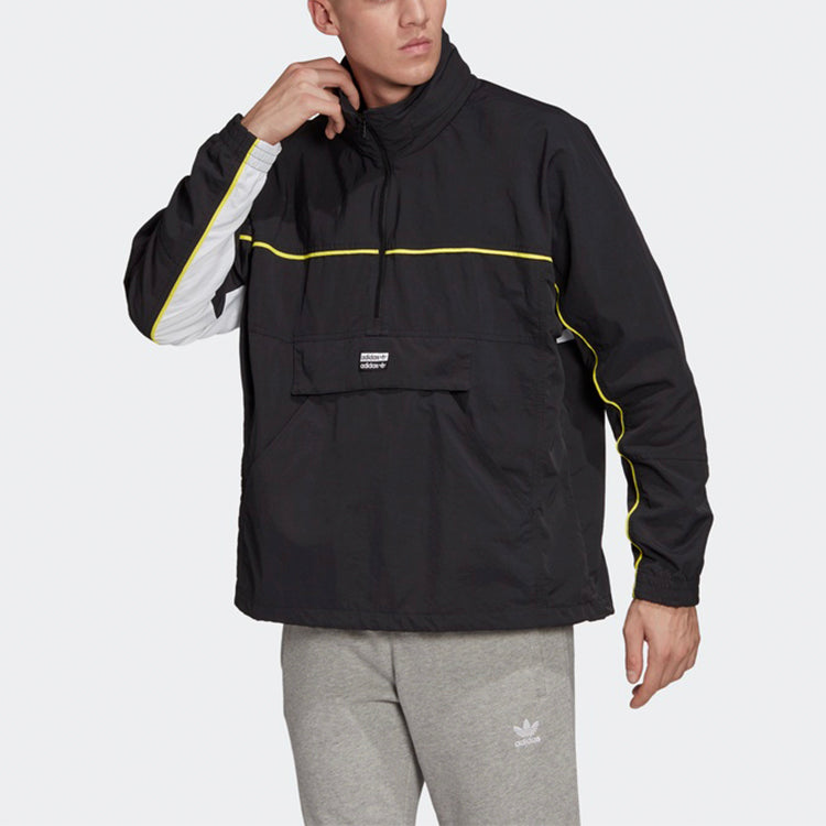 adidas originals Stand Collar Pullover Sports Jacket Black FM2272