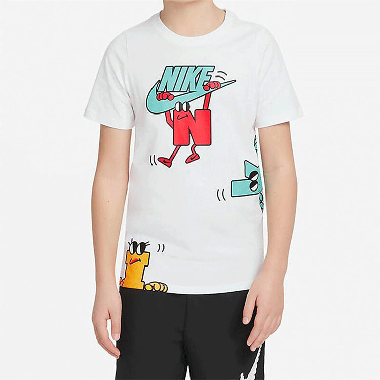 (GS) Nike Short Sleeve Round Neck Athleisure Casual Sports T-shirt Boy White DJ5380-100