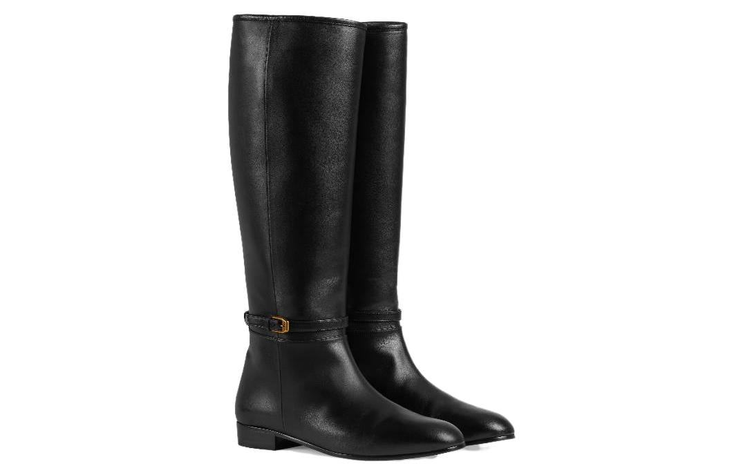 (WMNS) Gucci Knee High Leather Boots 'Black' 658889-BKO00-1000