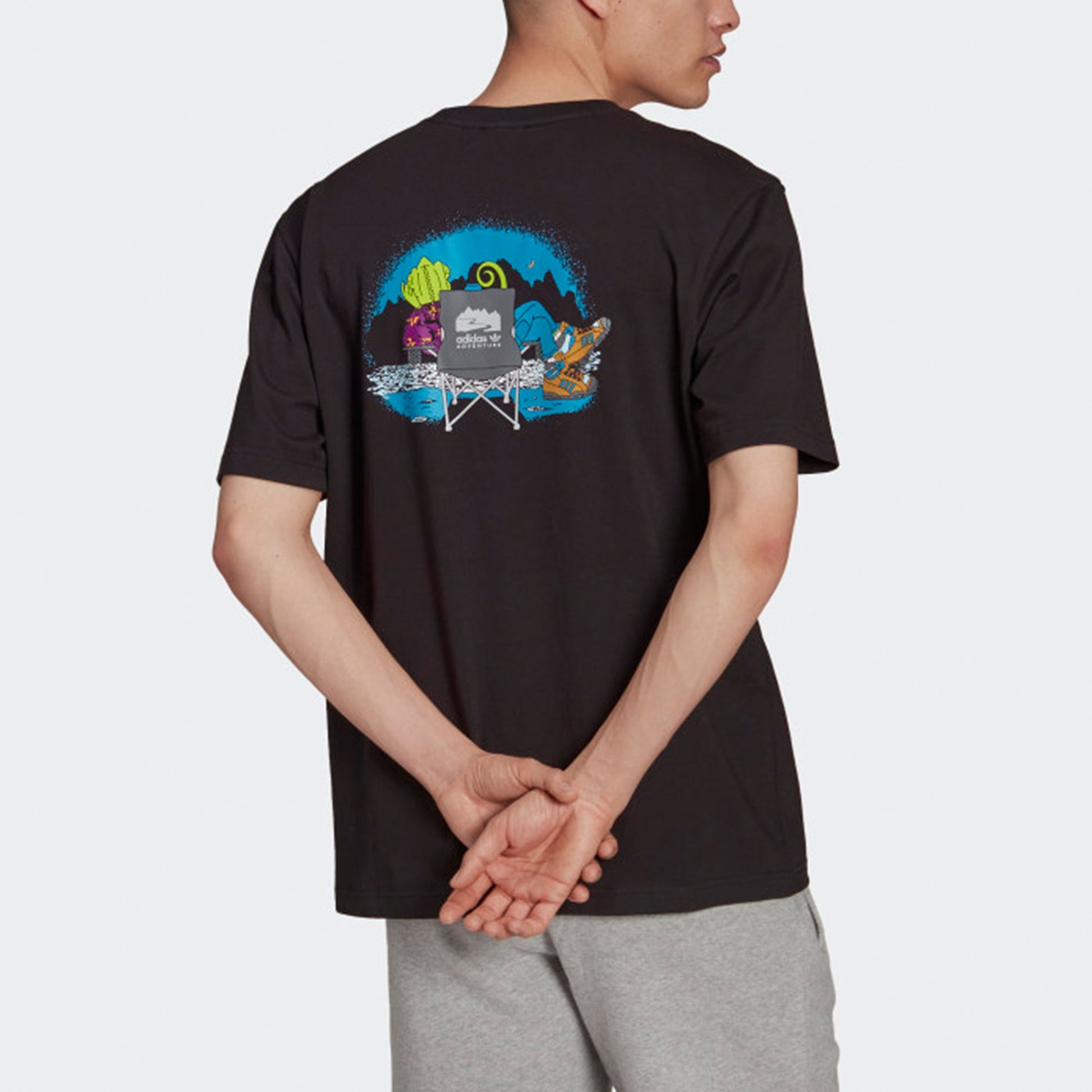 Men's adidas originals Chameleon Printing Sports Short Sleeve Black T-Shirt H09079