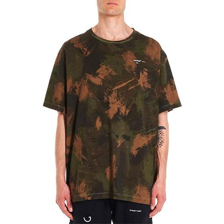 Off-White Paintbrush Short-Sleeve Camouflage Oversize Round Neck OMAA038E191850189901