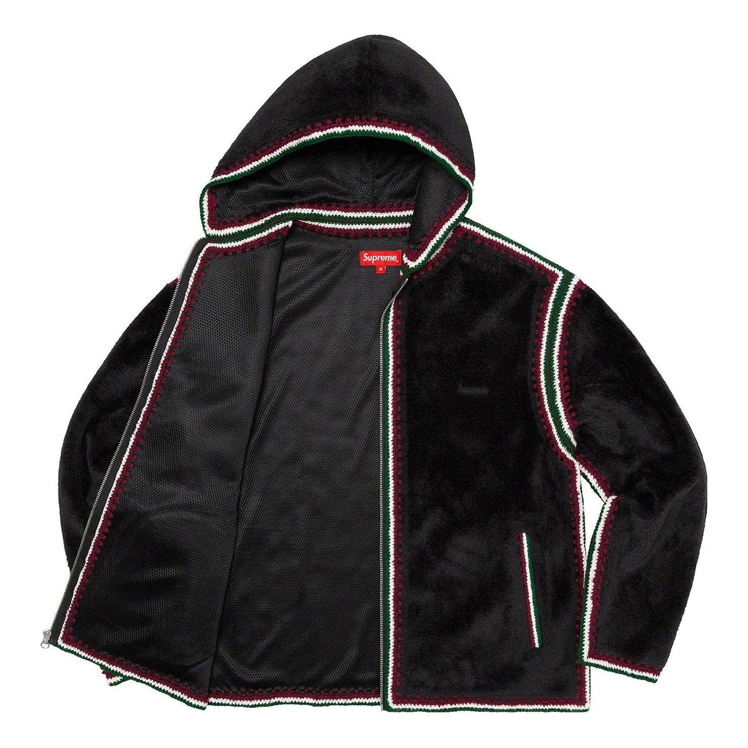 Supreme Crochet Edge Hooded Zip Up Top 'Black White Red' SUP-SS23-029