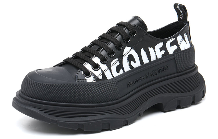 Alexander McQueen Graffiti Tread Slick Lace Up Shoes 'Black White' 711108WIAT61070