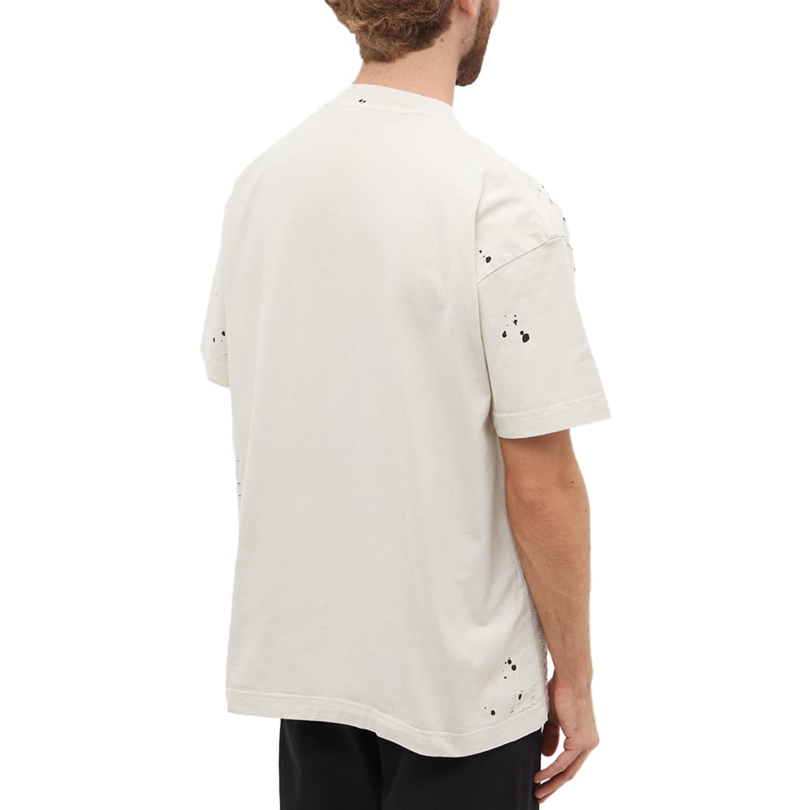 Palm Angels Glittered Logo Classic T-Shirt 'Off White' PMAA072F22JER0050310