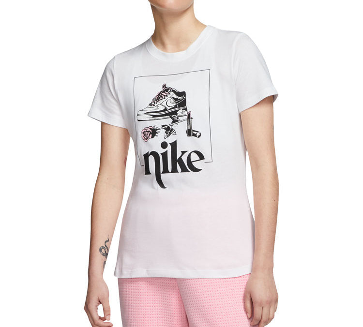 (WMNS) Nike Sportswear Printing Short Sleeve 'White Black' CT8925-100