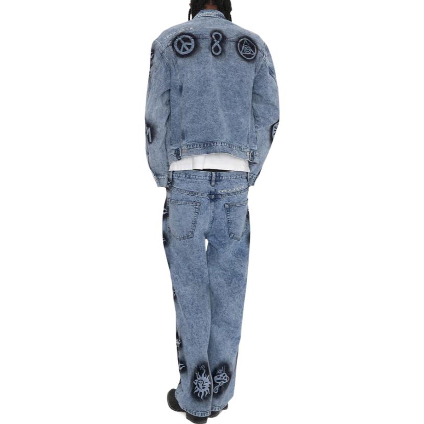 Stussy x Dries Van Noten Hand-Stencilled Denim Jacket 'Washed Blue' 315294