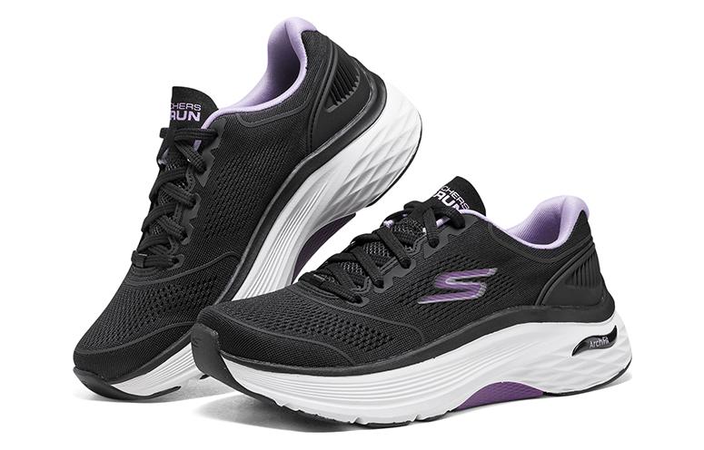 (WMNS) Skechers Max Cushioning Arch Fit 'Black Purple White' 128923-BKLV