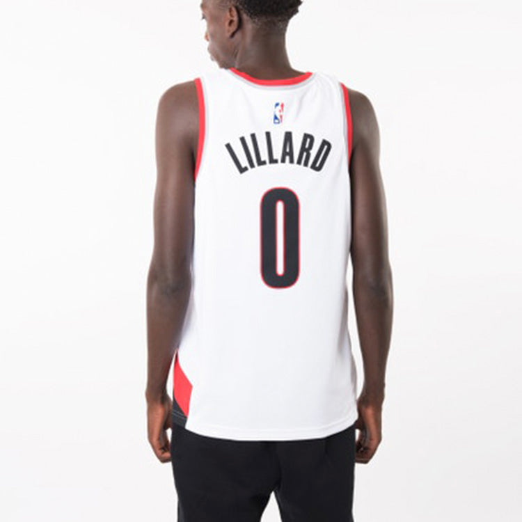 Damian Lillard Trail Blazers Association Edition Nike NBA Swingman Jersey 'White Red Black' 864445-100