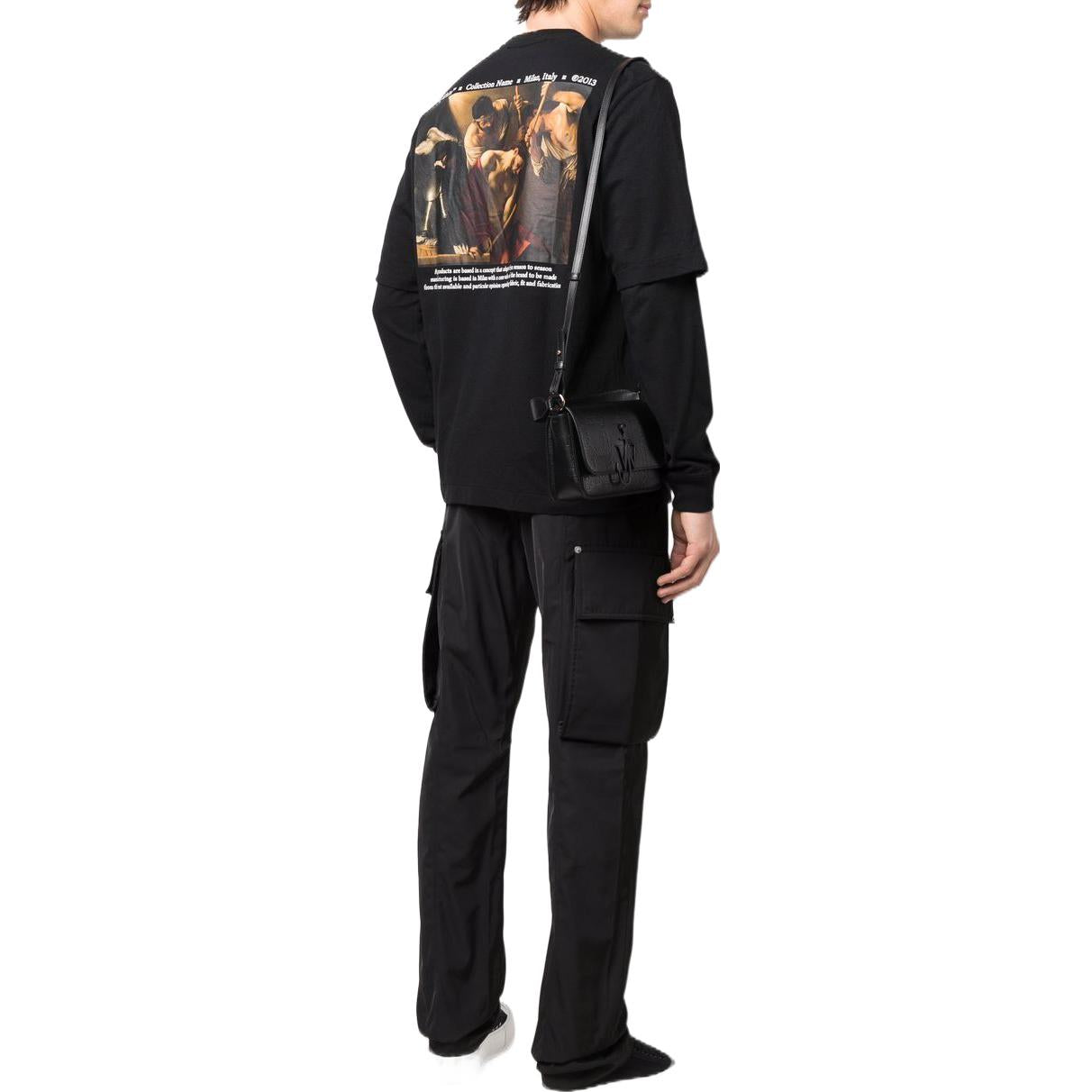 Off-White SS22 Printing Logo Solid Color Round Neck Long Sleeves Black OMAB068S22JER0011001