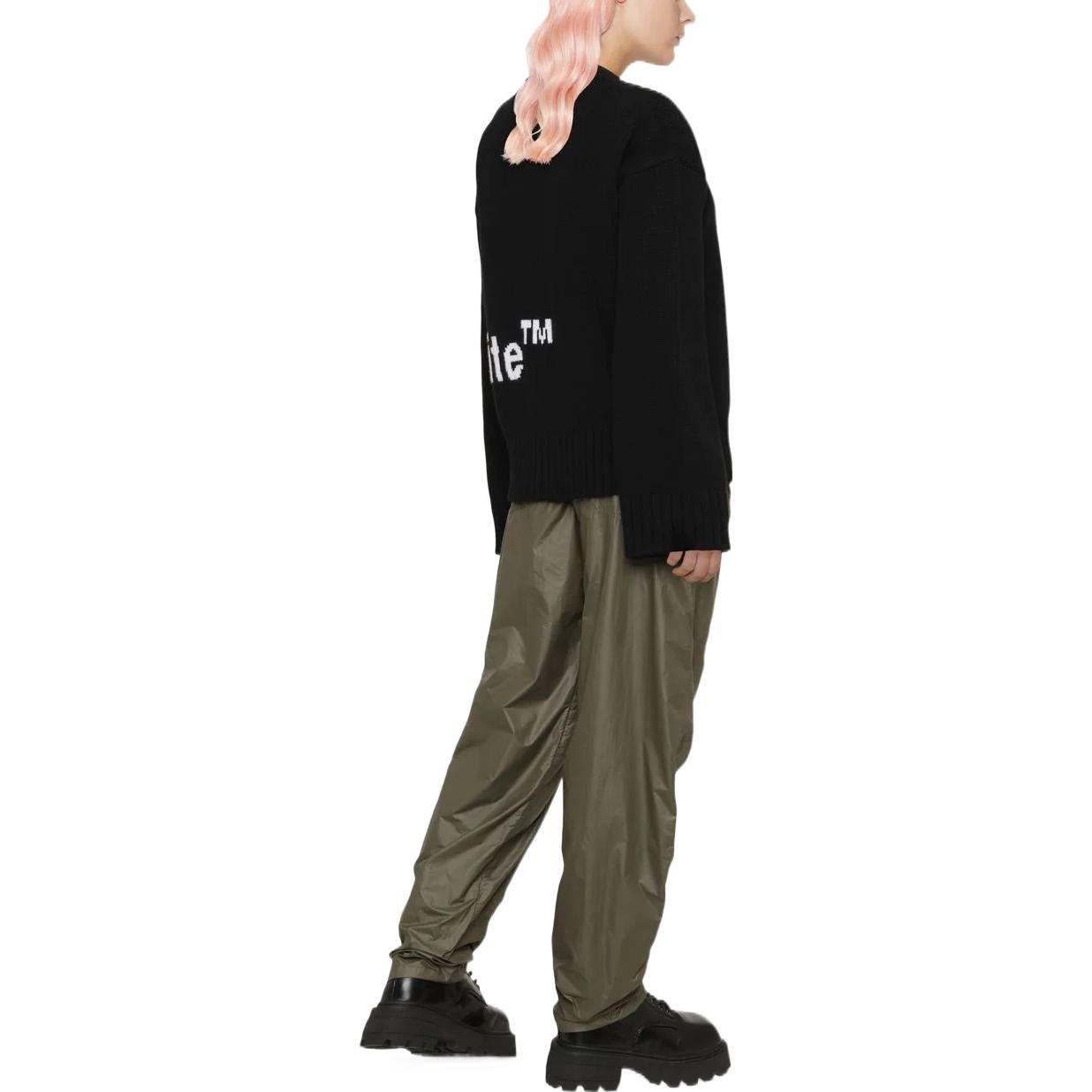 (WMNS) Off-White Logo Intarsia Cardigan 'Black White' OWHB031F22KNI0011001