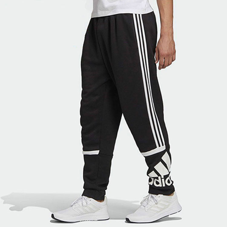 Men's adidas Large Logo Colorblock Casual Sports Breathable Long Pants/Trousers Black GK8903