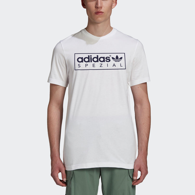 adidas originals Tee Spzl Printing Logo Casual Sports Short Sleeve White GK5733