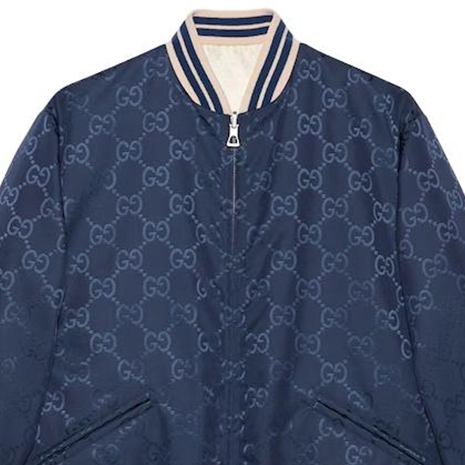 Gucci Nylon Canvas Reversible Zip Jacket 'Dark Blue Off White' 739810-ZANZ7-4348