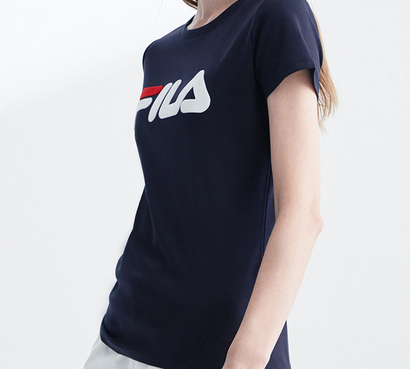(WMNS) FILA Logo Alphabet Printing Short Sleeve Blue F61W018108F-NV