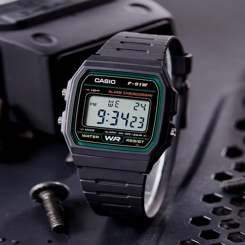 CASIO Waterproof Unisex Mens Black Digital F-91W-3