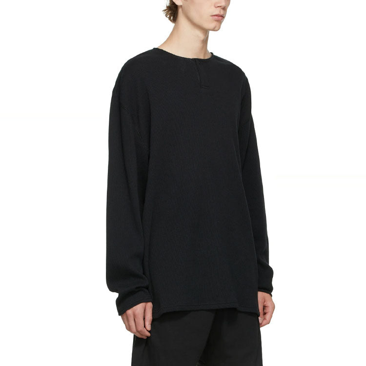 Fear of God Essentials FW21 Thermal Henley Black Tee FOG-FW21-124
