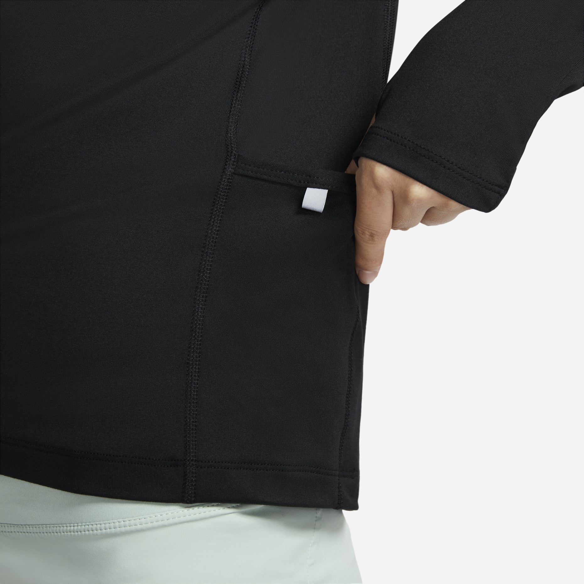 (WMNS) Nike Sports Running Round Neck Solid Color Long Sleeves Black T-Shirt CU3278-010