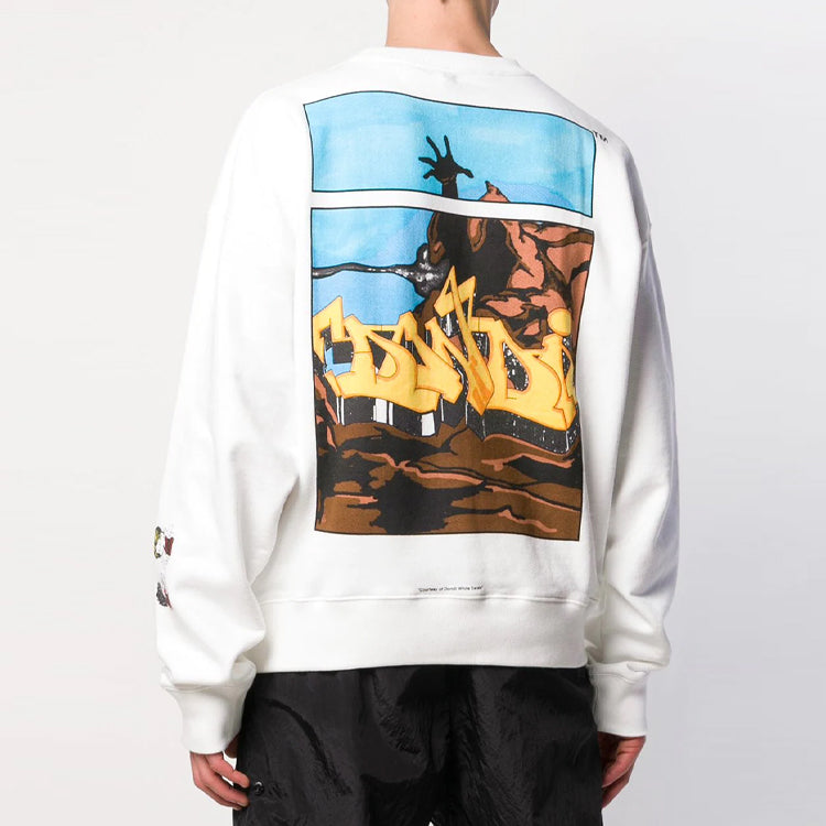 Off-White SS19 Cartoon Characters Printing Fleece Men White OMBA035S19D250090188