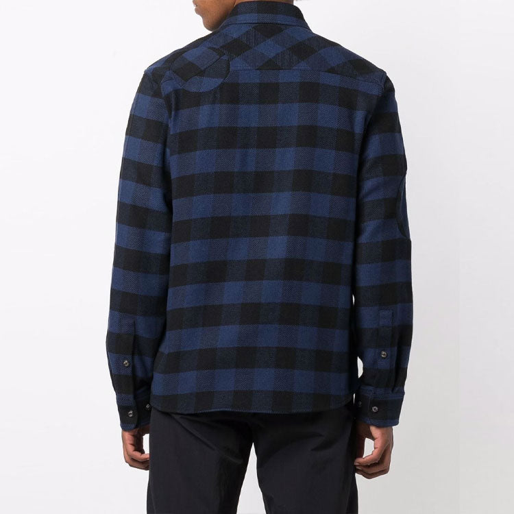 Off-White flannel Plaid Long Sleeves Shirt Loose Fit Blue OMGA188F21FAB00110001000
