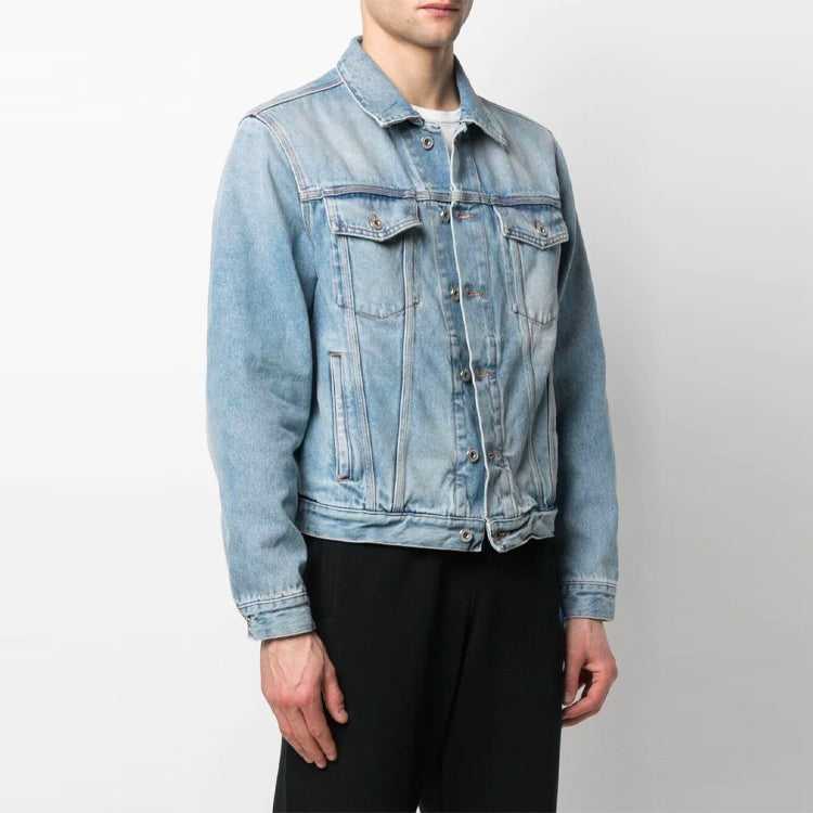 Off-White Men's SS21 Logo Jeans Jacket Oversize Blue OMYE054S21DEN0054401
