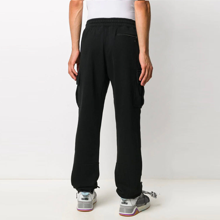 Men's Off-White Logo Elastic Waistband Cargo Sports Pants/Trousers/Joggers Slim Fit Black OMCH017F20FLE0011001