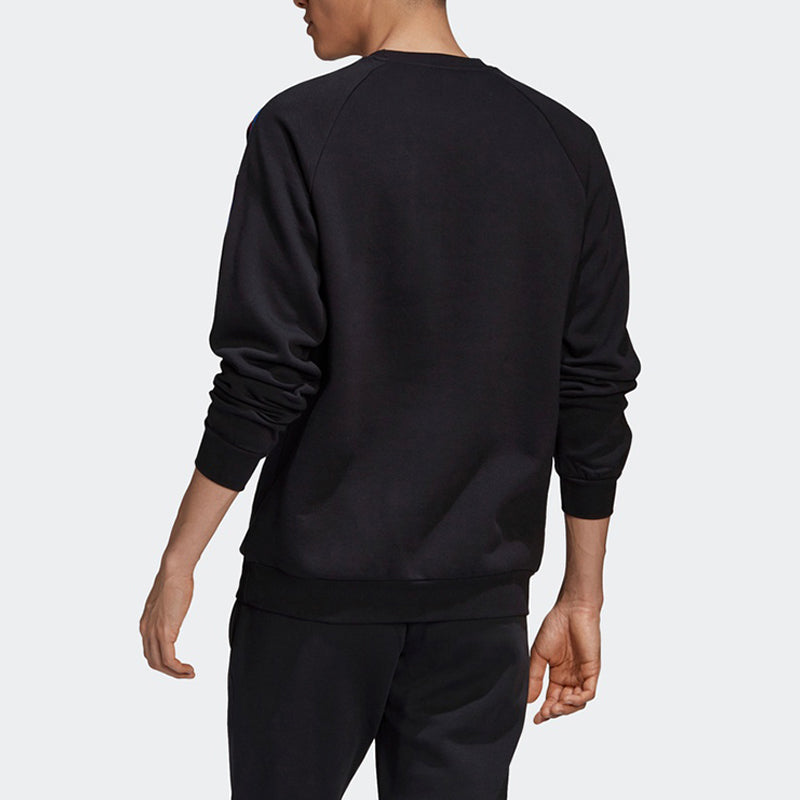 adidas originals logo Printing Side Stripe Round Neck Knit Black GE0804