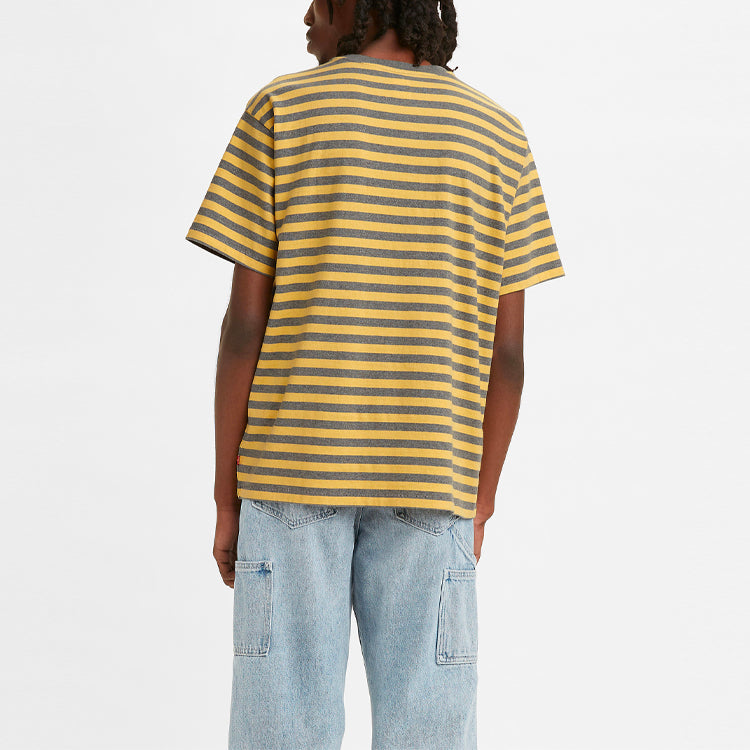 Men's Levis Colorblock Stripe Logo Embroidered Short Sleeve Yellow T-Shirt 39856-0005