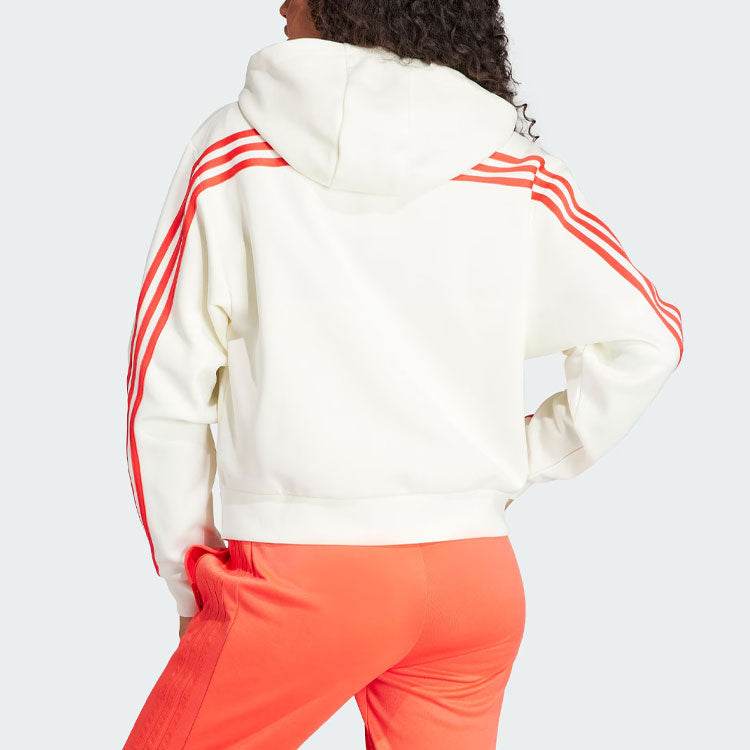 (WMNS) adidas Future Icons 3-Stripes Full Zip Hoodie Asia Sizing 'White Bright Red' IS3679