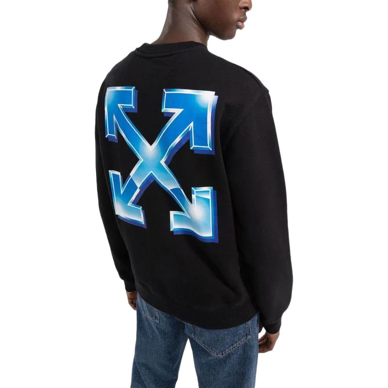 Men's Off-White FW22 Alphabet Logo Printing Round Neck Long Sleeves Version Black OMBA057S22FLE0041039