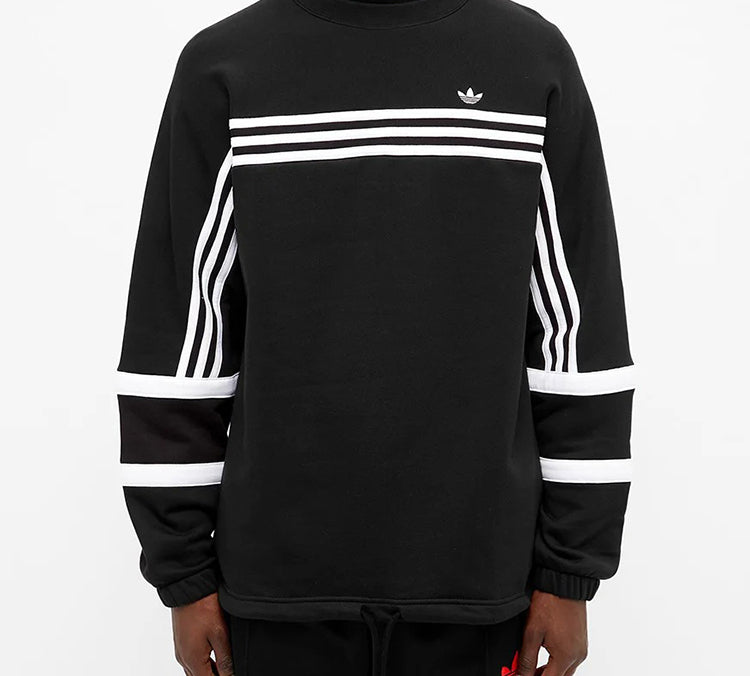 adidas originals Retro Stripe Sports Round Neck Pullover Black FM1588