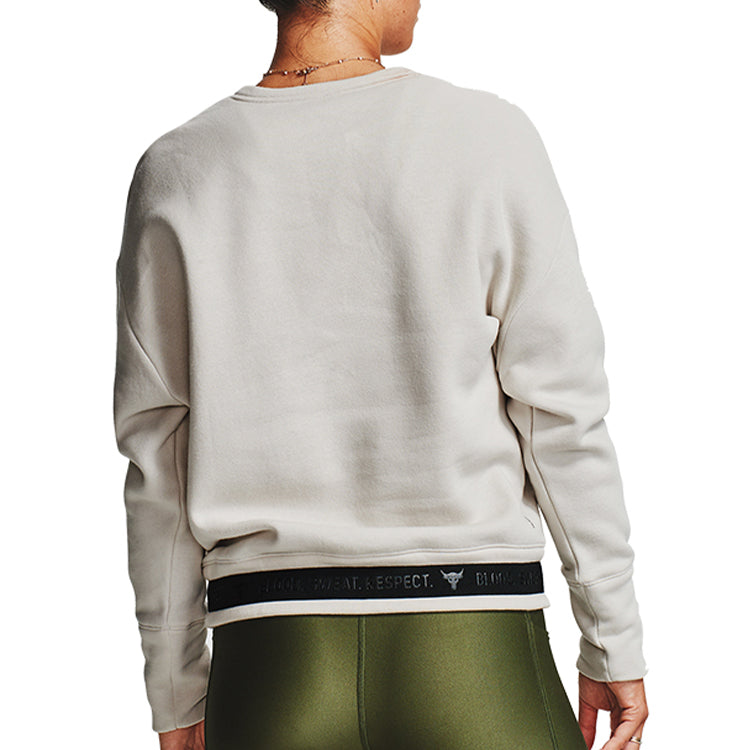 (WMNS) Under Armour Charged Fleece Round-neck Swea White 1357059-110