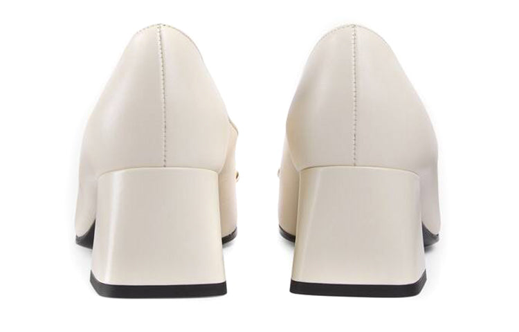 (WMNS) Gucci Low-heel Pump with Horsebit 'White Leather' 658268-1W600-9022