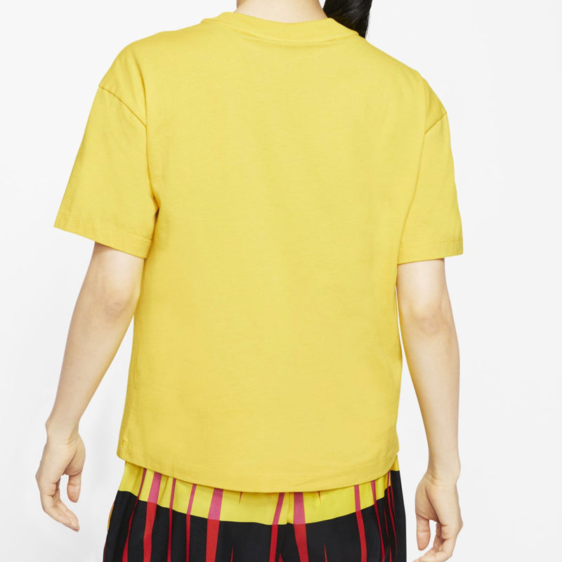 (WMNS) Nike Nsw Top Black Logo Printing Short Sleeve Yellow AH4008-735