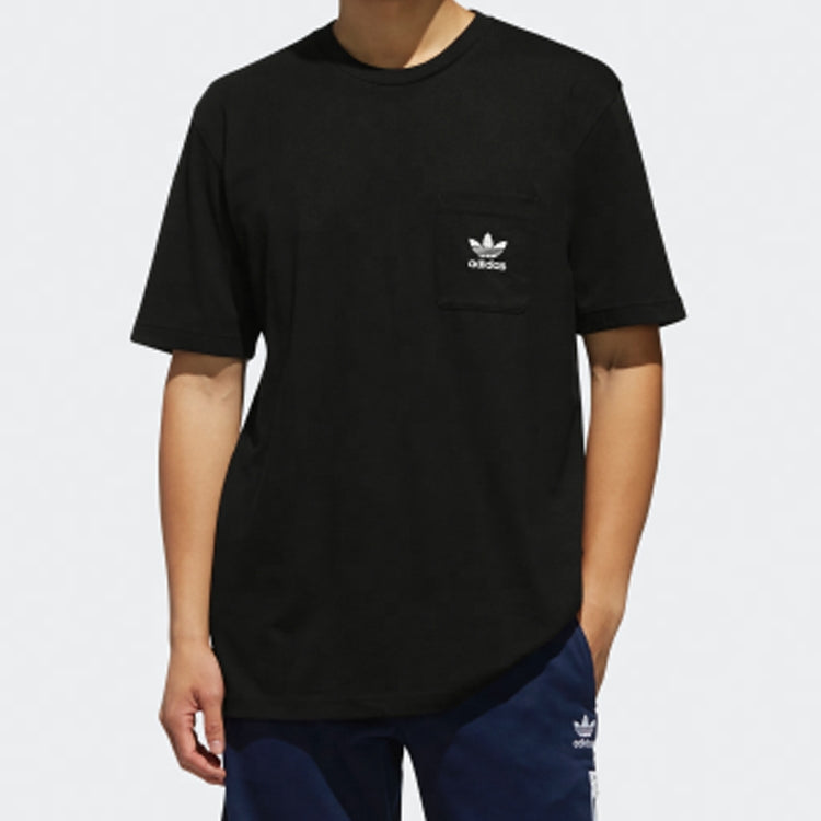 adidas originals Solid Color Pocket logo Short Sleeve Black DX4207