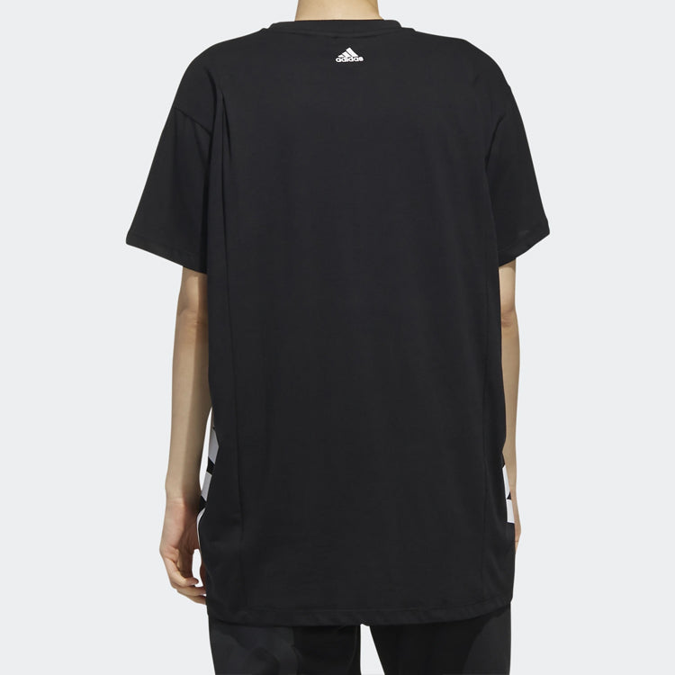 (WMNS) adidas Side Large Alphabet Printing Short Sleeve Black DV0752
