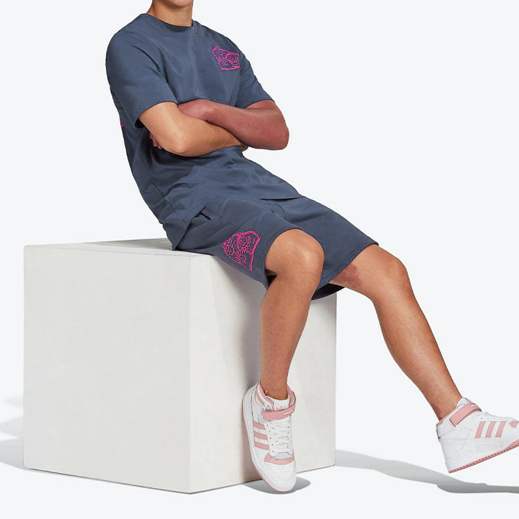 adidas originals Kevin Lyons Shr Solid Color Cartoon Pattern Athleisure Casual Sports Straight Shorts Navy Blue HC7115