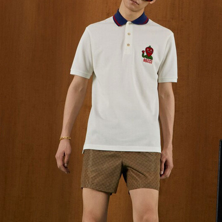 Gucci Embroidered Strawberry Gucci Wool Polo 'White' 700272-XJEMU-9750