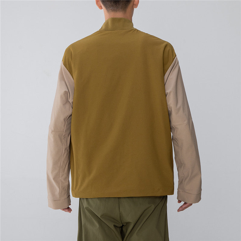 Men's adidas Splicing Contrasting Colors Athleisure Casual Sports Jacket Olive H39339
