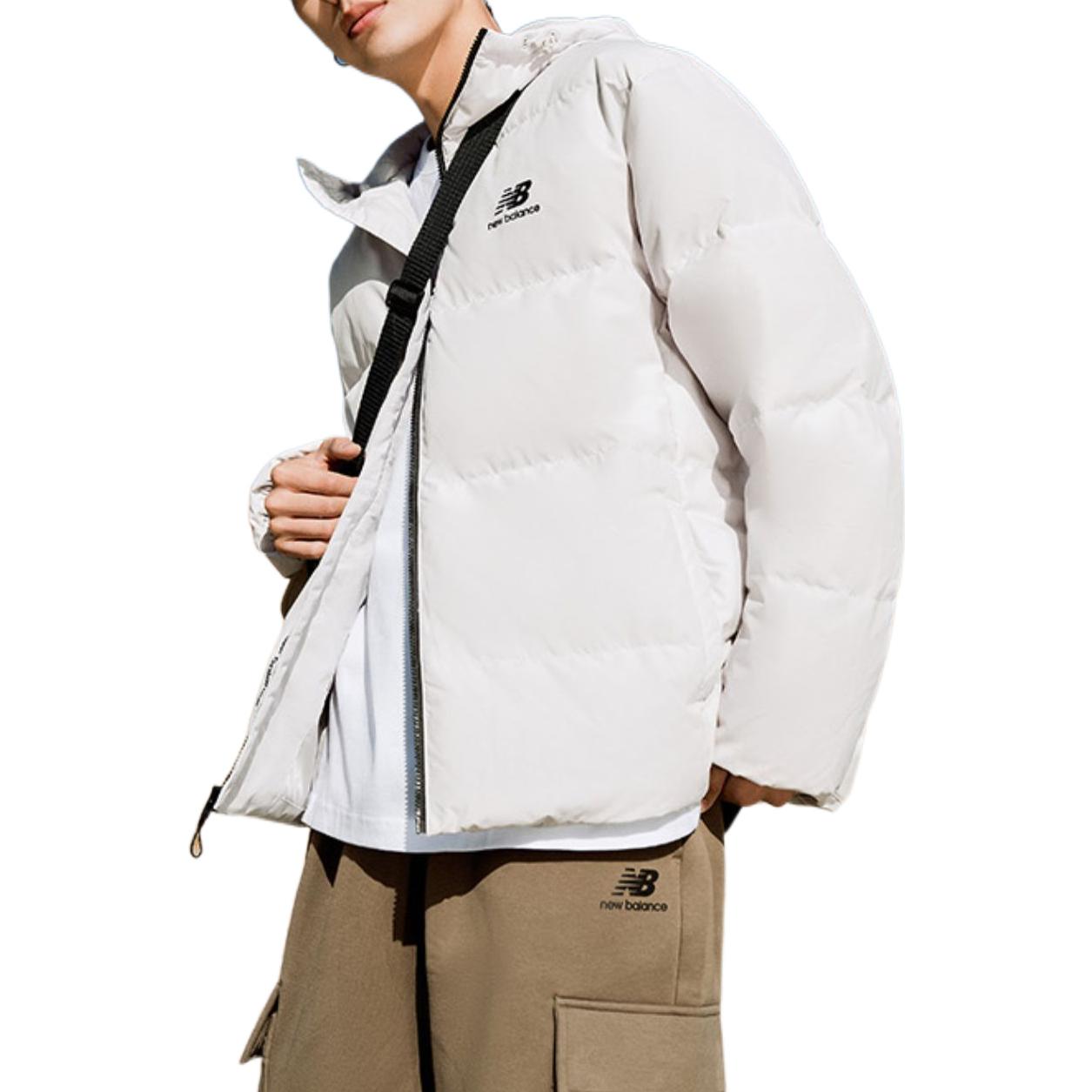New Balance Logo Print Down Jacket Asia Sizing 'White Black' AMJ23343-GYM