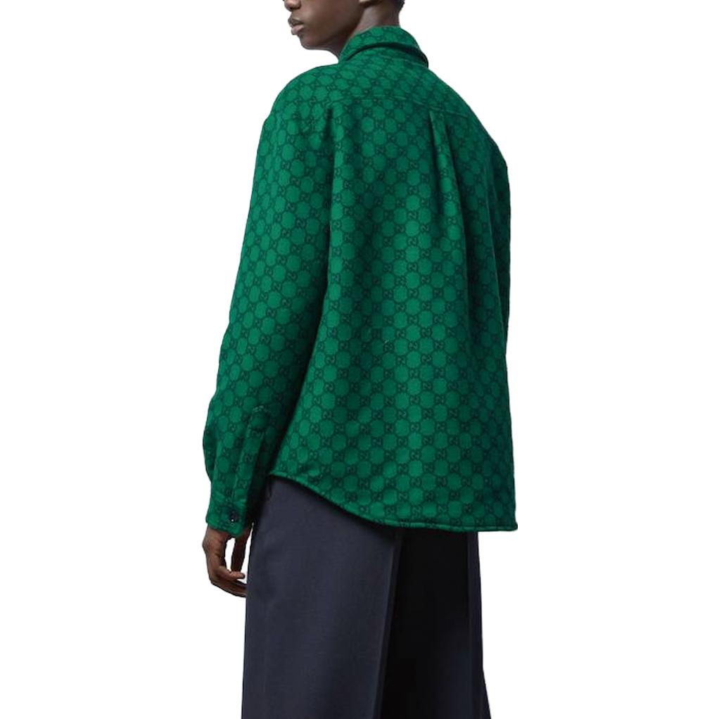 Gucci GG Wool Flannel Padded Jacket 'Green Navy Blue' 770330-ZAPDC-3585