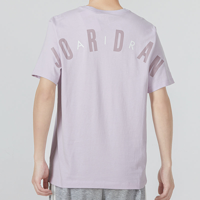 Men's Air Jordan Alphabet Flying Man Logo Printing Round Neck Casual Short Sleeve Lavender Light Purple T-Shirt DM1463-530