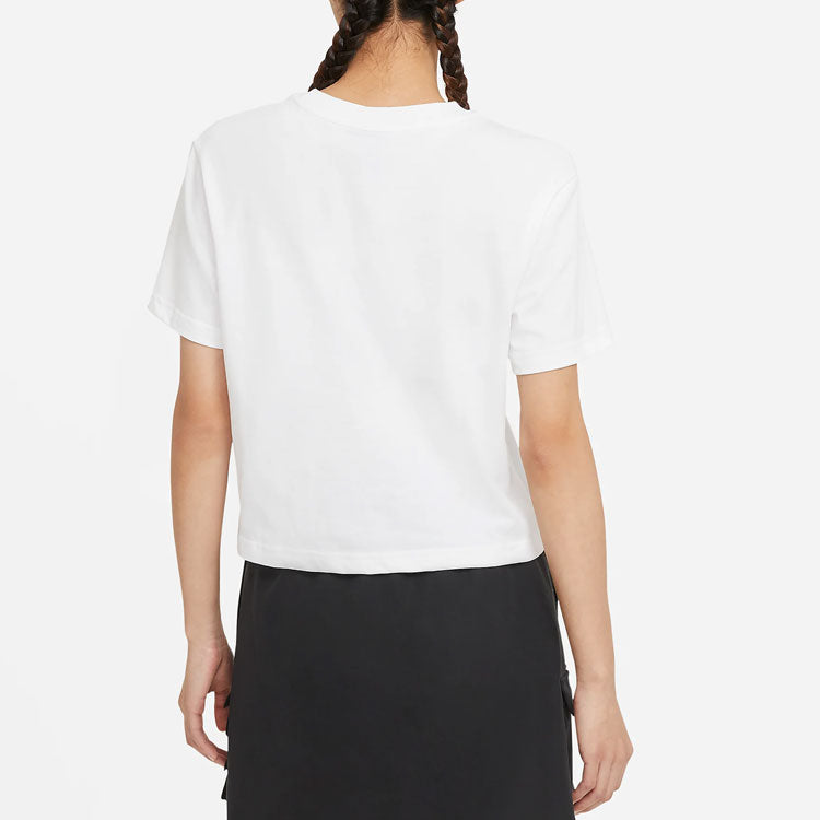 (WMNS) Nike Sportswear Swoosh Short Printed Round Neck Pullover T-Shirt White CZ8912-100