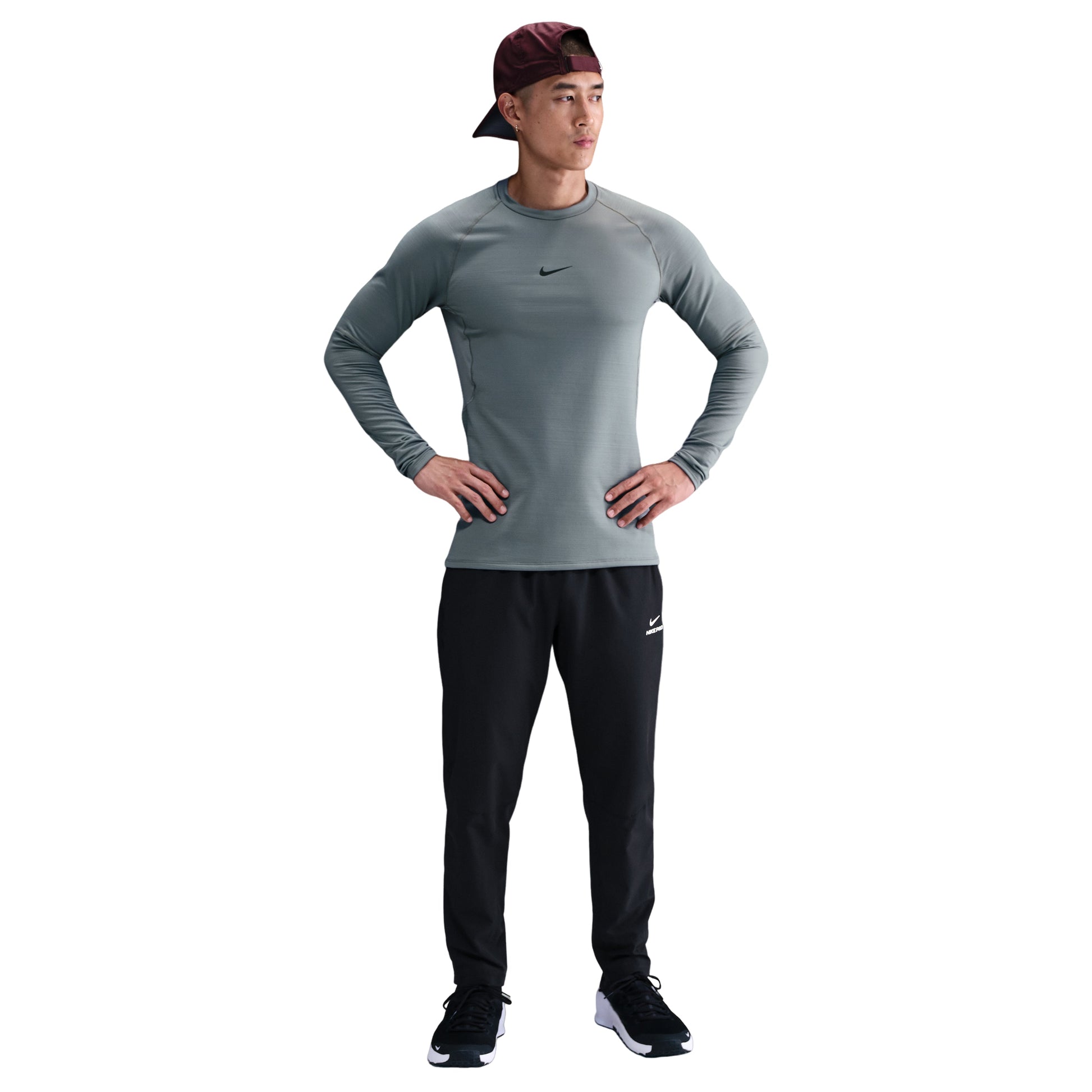 Nike Pro Warm Long-Sleeve T-Shirt 'Smoke Grey Black' FB7983-084