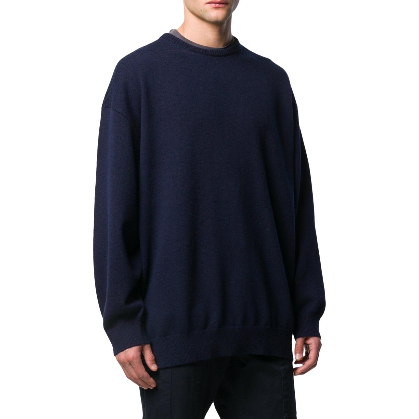 Balenciaga Back Logo Crew Neck Knit Cashmere Knit Sweatshirt 'Navy' 583111T40924140